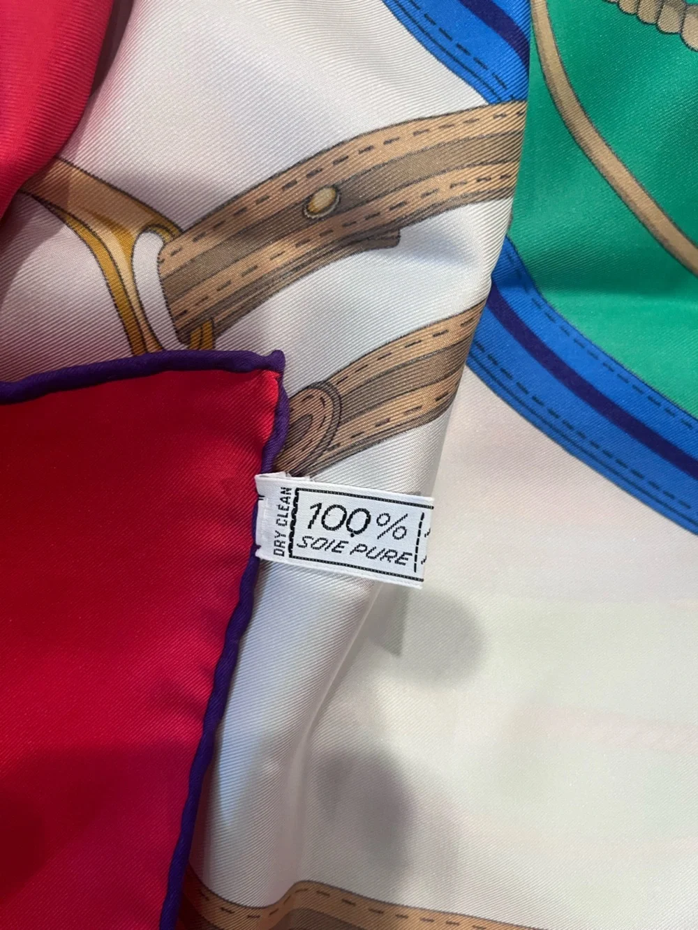 Celine Red Green Blue Equestrian Silk Scarf